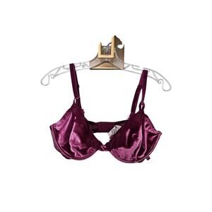 Victoria's Secret Pink Magenta Lace Velvet Unlined Demi Bra Size 38D